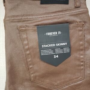 Forever 21 Men's Brown Faux Skinny Jeans